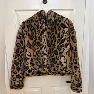 UGG Faux Far Hooded Jacket in Cheetah